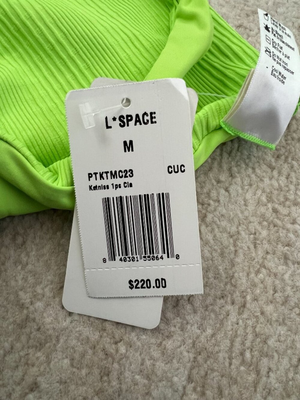 NWT L*Space Katniss Green Ribbed One Piece Swimsuit M - Picture 10 of 10
